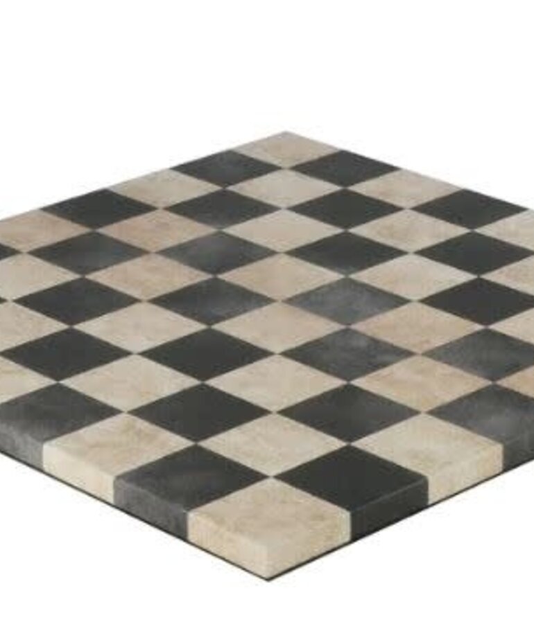 Worldwise Imports 14.5" Leatherette Dusky Black and Cream Chessboard