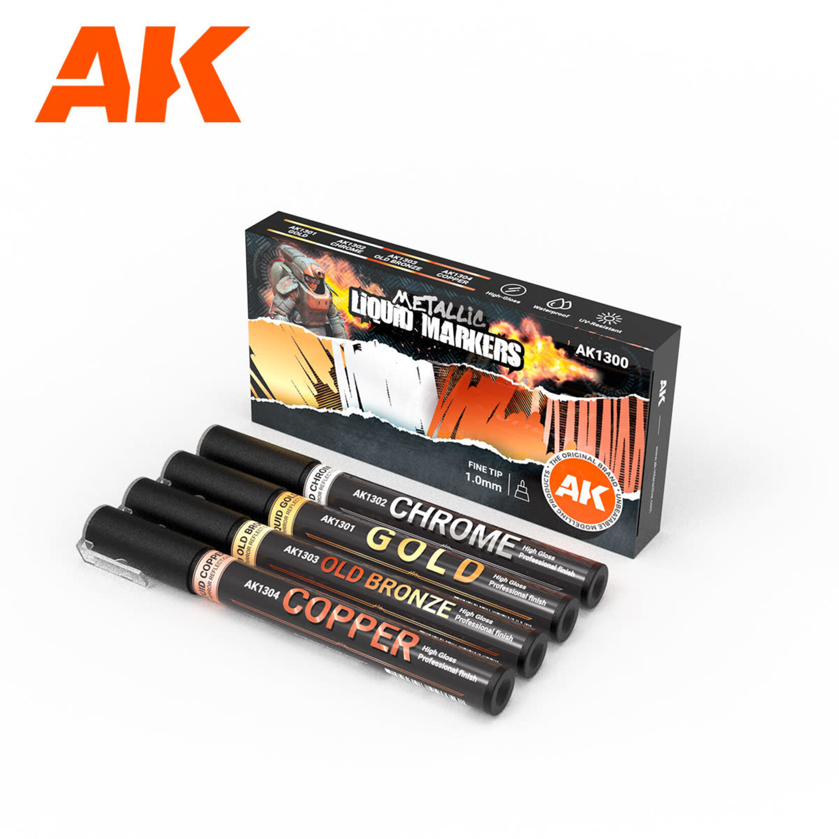 AK Interactive AK1300 Metallic Liquid Markers (4)