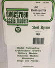 Evergreen Scale Models Evergreen 4542 - .075" X 6" X 12" OPAQUE WHITE POLYSTYRENE BOARD AND BATTEN SIDING (1) SHEET Evergreen Scale Models Evergreen 4542 - .075" X 6" X 12" OPAQUE WHITE POLYSTYRENE BOARD AND BATTEN SIDING (1) SHEET