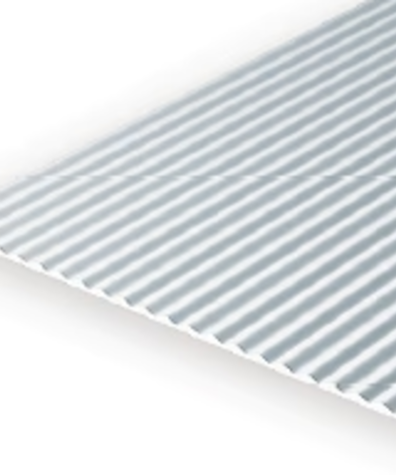 Evergreen Scale Models Evergreen 4525 - .030" X 6" X 12" OPAQUE WHITE POLYSTYRENE CORRUGATED SIDING (1) SHEET