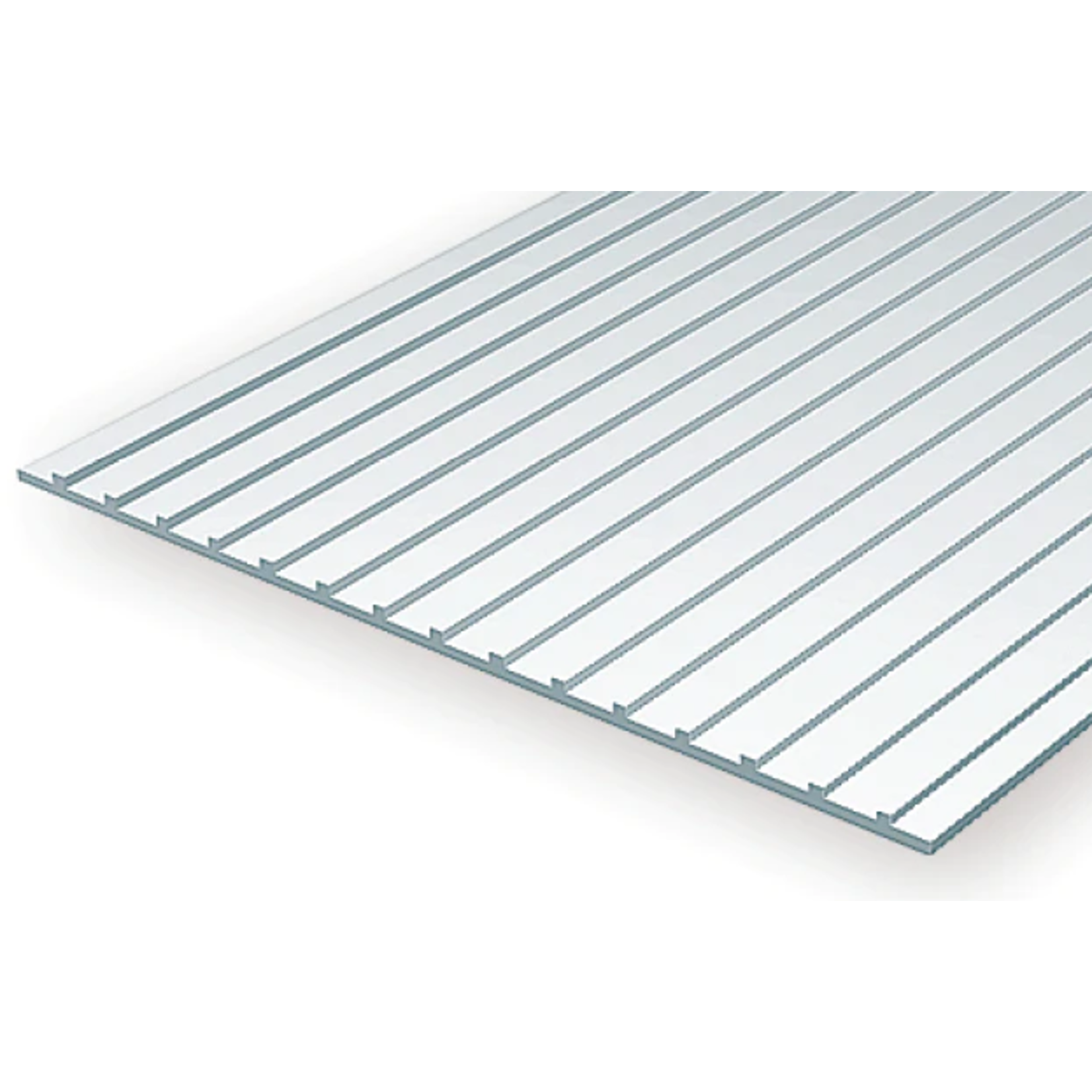 Evergreen Scale Models Evergreen 4524 - .040" X .500 X 6" X 12" OPAQUE WHITE POLYSTYRENE STANDING SEAM ROOFING (1) SHEET