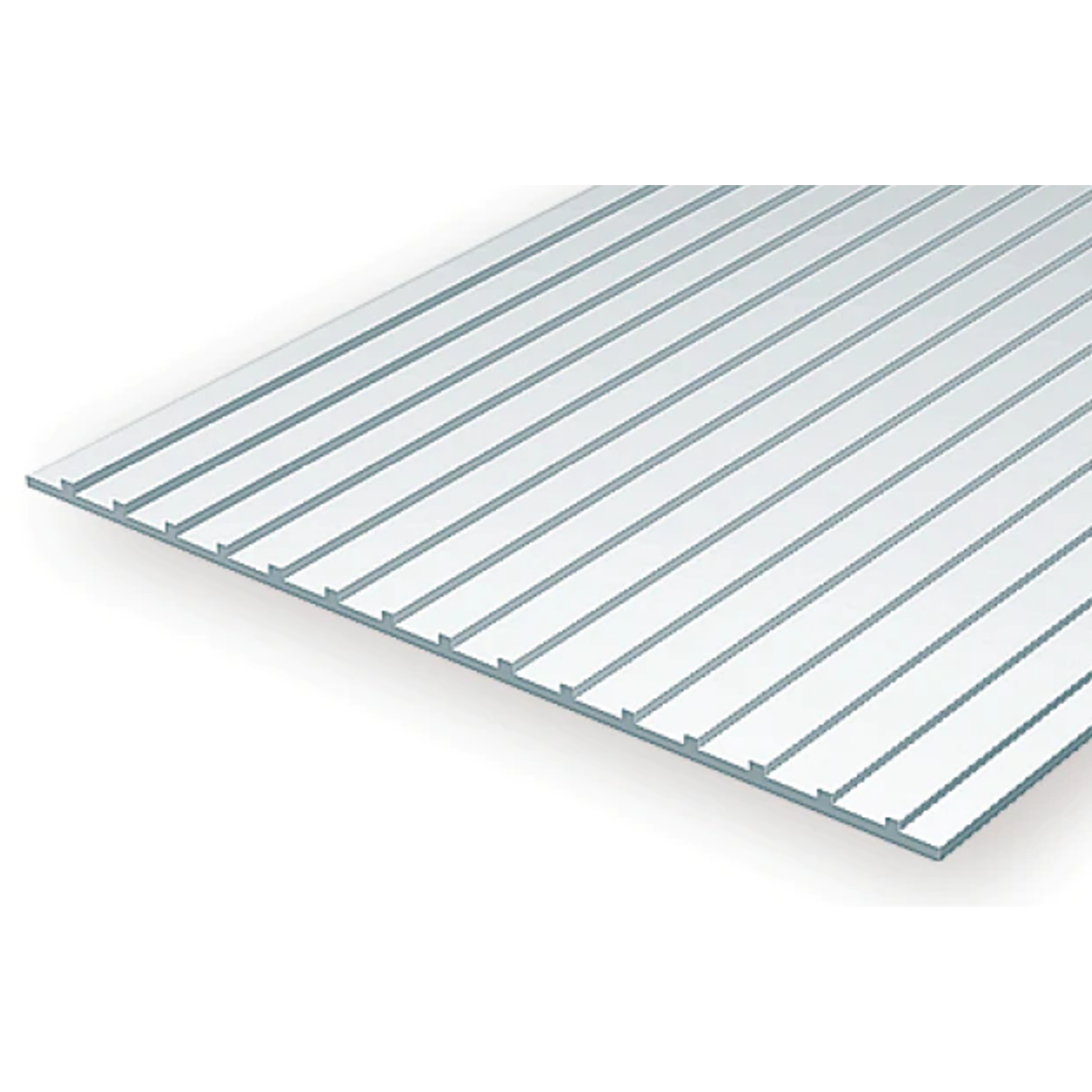 Evergreen Scale Models Evergreen 4522 - .040" X .250 X 6" X 12" OPAQUE WHITE POLYSTYRENE STANDING SEAM ROOFING (1) SHEET