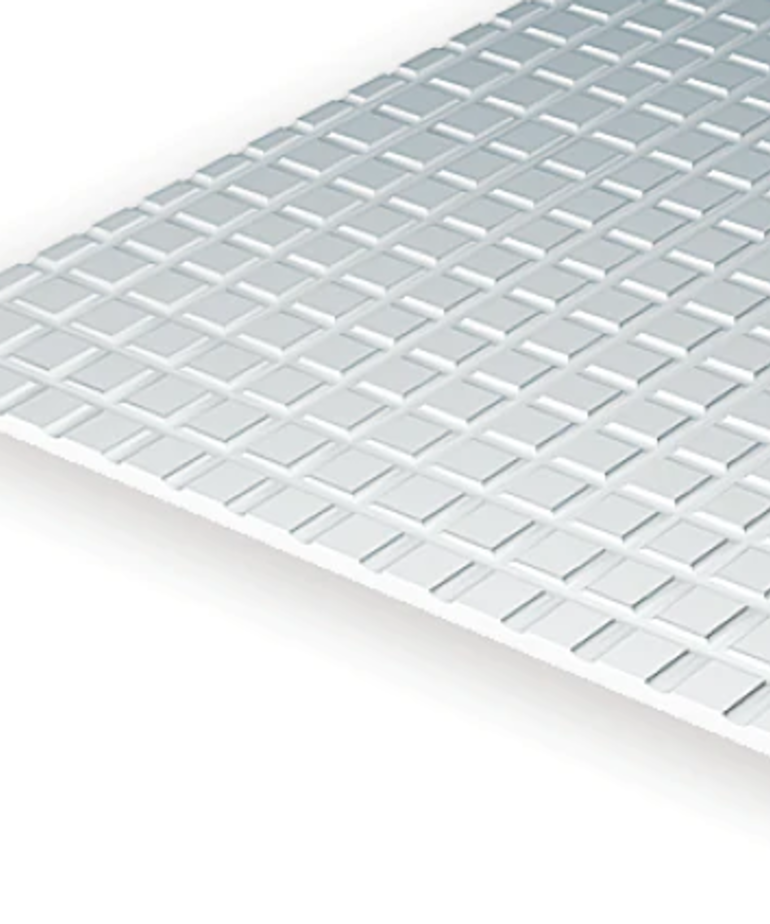 Evergreen Scale Models Evergreen 4518 - 1/2" X 1/2" X 6" X 12" OPAQUE WHITE POLYSTYRENE SIDEWALK (1) SHEET