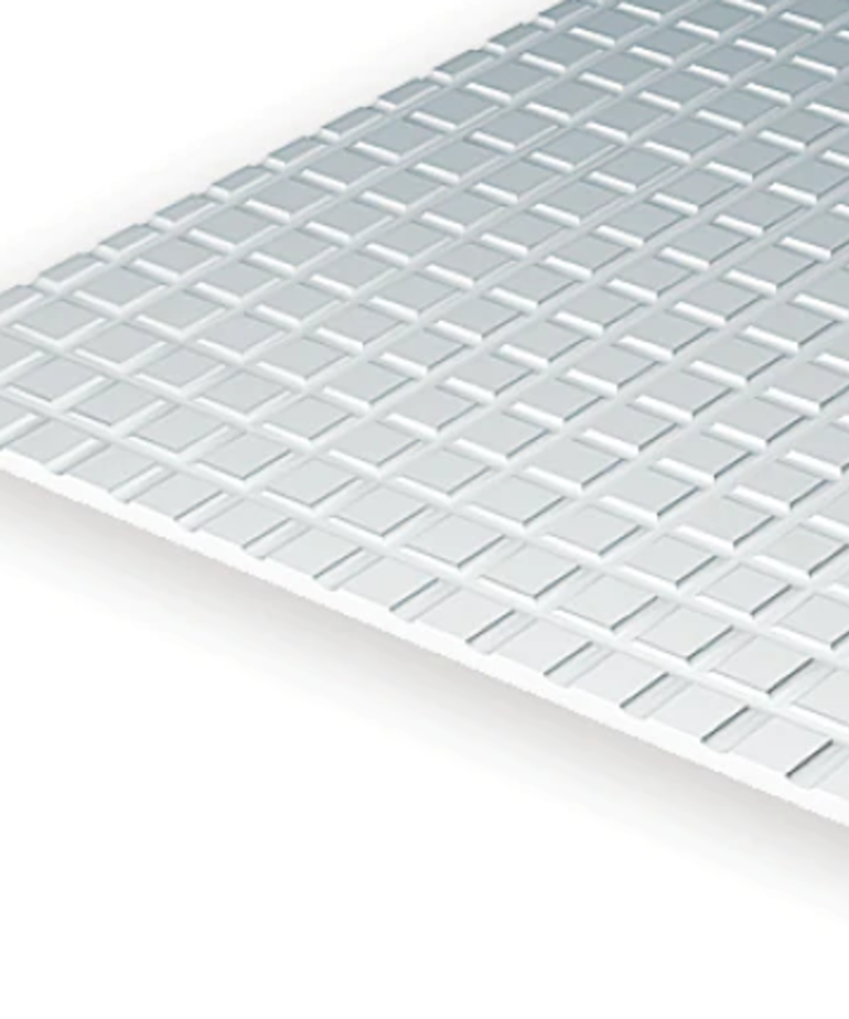 Evergreen Scale Models Evergreen 4505 - 1/4" X 1/4" X 6" X 12" OPAQUE WHITE POLYSTYRENE SQUARE TILE (1) SHEET