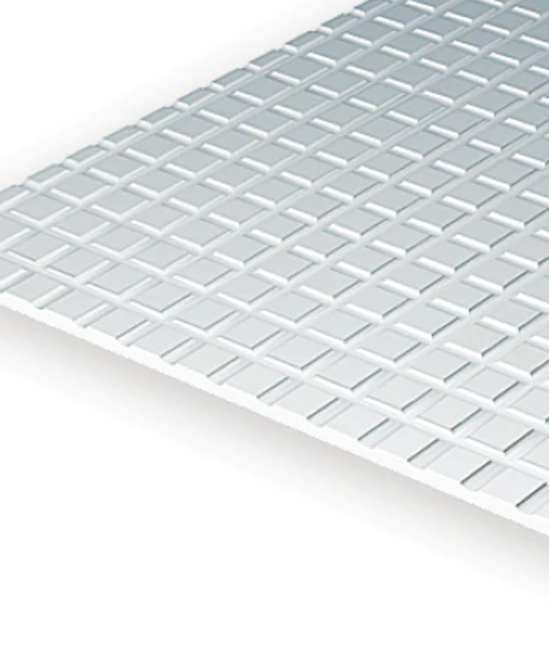 Evergreen Scale Models Evergreen 4504 - 1/6" X 1/6" X 6" X 12" OPAQUE WHITE POLYSTYRENE SQUARE TILE (1) SHEET