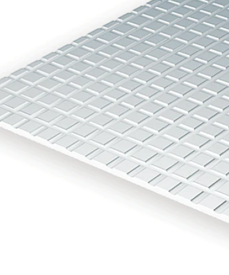 Evergreen Scale Models Evergreen 4503 - 1/8" X 1/8" X 6" X 12" OPAQUE WHITE POLYSTYRENE SQUARE TILE (1) SHEET