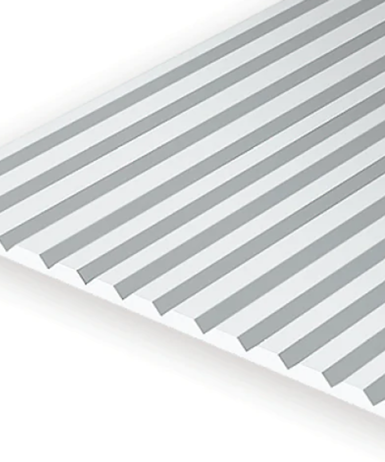 Evergreen Scale Models Evergreen 4250 - .250" X 6" X 12" OPAQUE WHITE POLYSTYRENE V GROOVE SIDING (1) SHEET