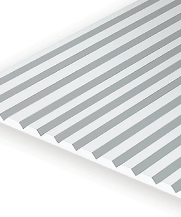 Evergreen Scale Models Evergreen 4188 - .188" X 6" X 12" OPAQUE WHITE POLYSTYRENE V GROOVE SIDING (1) SHEET