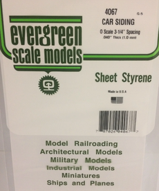Evergreen Scale Models Evergreen 4067 - .067" X 6" X 12" OPAQUE WHITE POLYSTYRENE O SCALE FREIGHT CAR SIDING (1) SHEET