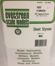 Evergreen Scale Models Evergreen 4030 - .030" X 6" X 12" OPAQUE WHITE POLYSTYRENE V GROOVE SIDING (1) SHEET