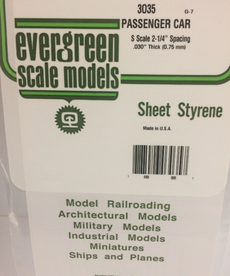 Evergreen Scale Models Evergreen 3035 - .035" X 6" X 12" OPAQUE WHITE POLYSTYRENE PASSENGER CAR SIDING (1) SHEET