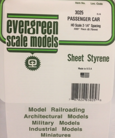 Evergreen Scale Models Evergreen 3025 - .025" X 6" X 12" OPAQUE WHITE POLYSTYRENE PASSENGER CAR SIDING (1) SHEET