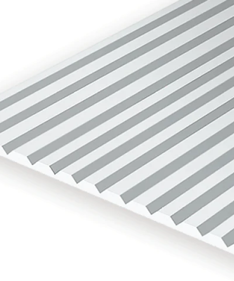 Evergreen Scale Models Evergreen 2125 - .125" X 6" X 12" OPAQUE WHITE POLYSTYRENE V GROOVE SIDING (1) SHEET