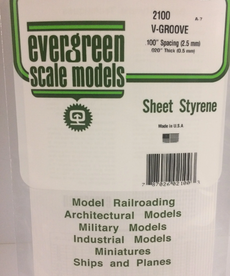 Evergreen Scale Models Evergreen 2100 - .100" X 6" X 12" OPAQUE WHITE POLYSTYRENE V GROOVE SIDING (1) SHEET