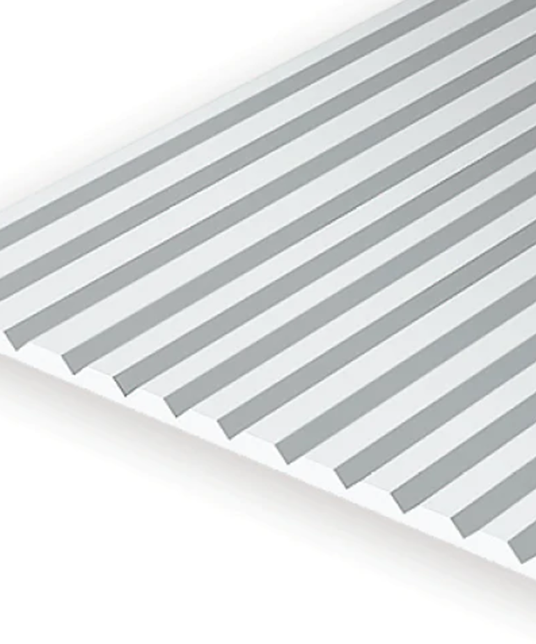 Evergreen Scale Models Evergreen 2100 - .100" X 6" X 12" OPAQUE WHITE POLYSTYRENE V GROOVE SIDING (1) SHEET