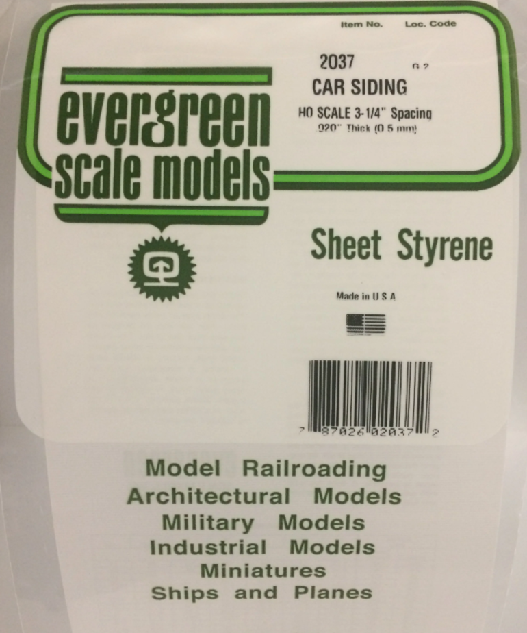 Evergreen Scale Models Evergreen 2037 - .037" X 6" X 12" OPAQUE WHITE POLYSTYRENE HO SCALE FREIGHT CAR SIDING (1) SHEET