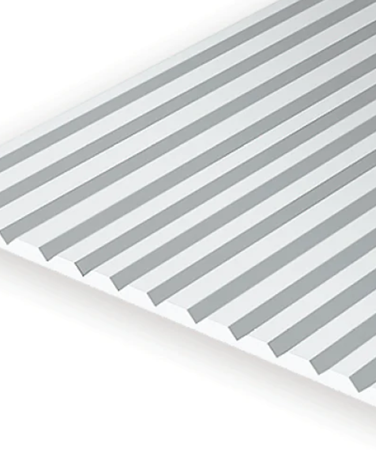 Evergreen Scale Models Evergreen 2030 - .030" X 6" X 12" OPAQUE WHITE POLYSTYRENE V GROOVE SIDING (1) SHEET