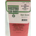 Evergreen Scale Models Evergreen 9901 - .010" X 6" X 12" RED TRANSPARENT POLYSTYRENE (2) SHEETS