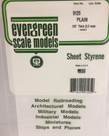 Evergreen Scale Models Evergreen 9125 - .125" (3.2MM) X 6" X 12" PLAIN OPAQUE WHITE POLYSTYRENE (1) SHEET