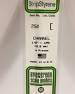 Evergreen Scale Models Evergreen 264 - .125" (3.2MM) X 14" OPAQUE WHITE POLYSTYRENE CHANNEL (4) Pack