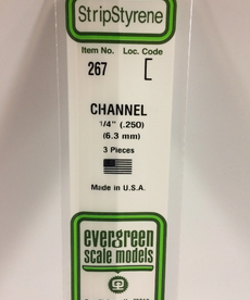 Evergreen Scale Models Evergreen 267 - .250" (6.3MM) X 14" OPAQUE WHITE POLYSTYRENE CHANNEL (3) Pack