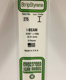 Evergreen Scale Models Evergreen 275 - 156" (4.0MM) X 14" OPAQUE WHITE POLYSTYRENE I-BEAM (3) Pack