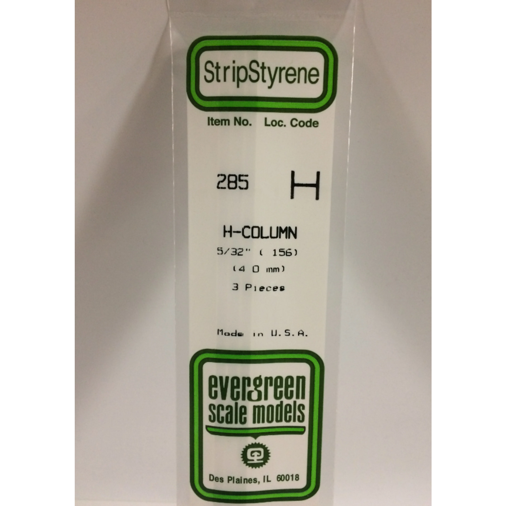 Evergreen Scale Models Evergreen 285 - .156" (4.0MM) X 14" OPAQUE WHITE POLYSTYRENE H-COLUMN (3) Pack