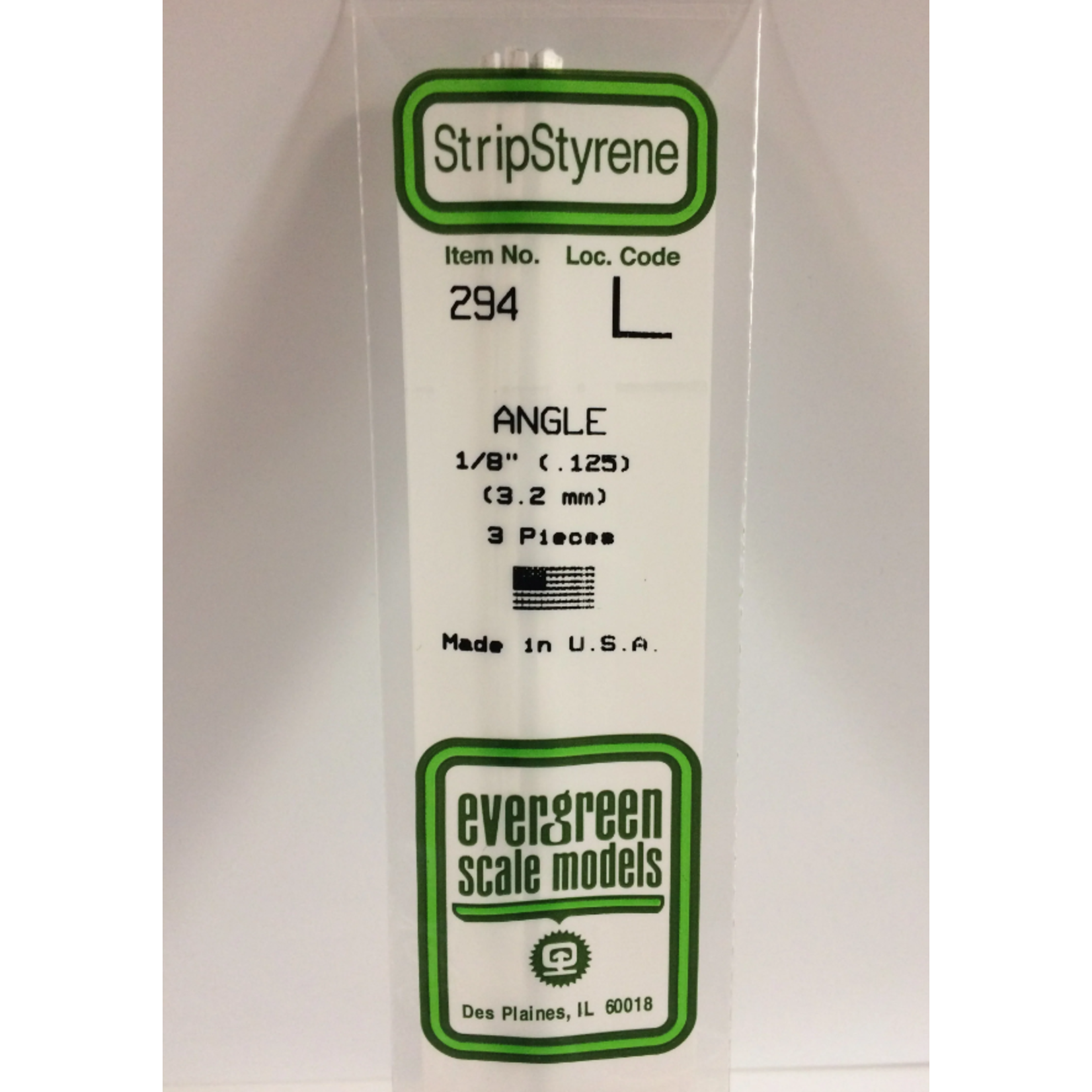 Evergreen Scale Models Evergreen 294 - .125" (3.2MM) X 14" OPAQUE WHITE POLYSTYRENE ANGLE (4) Pack