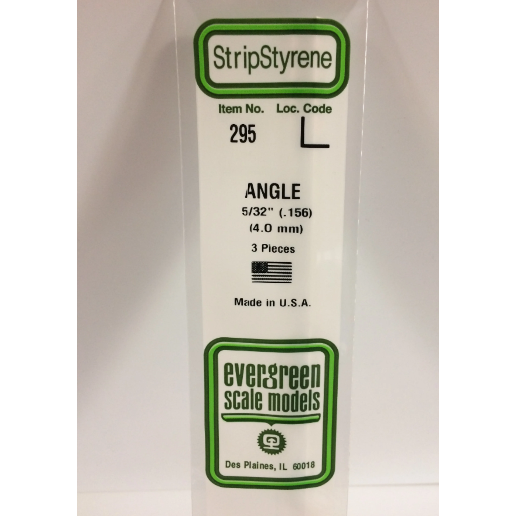 Evergreen Scale Models Evergreen 295 - .156" (4.0MM) X 14" OPAQUE WHITE POLYSTYRENE ANGLE (3) Pack