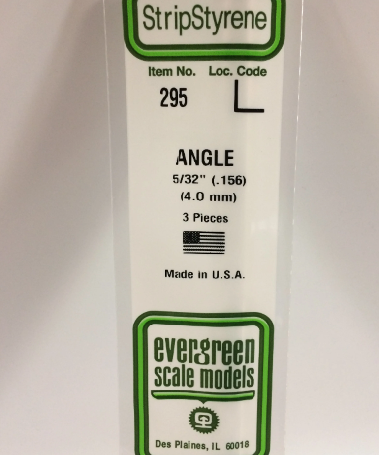 Evergreen Scale Models Evergreen 295 - .156" (4.0MM) X 14" OPAQUE WHITE POLYSTYRENE ANGLE (3) Pack