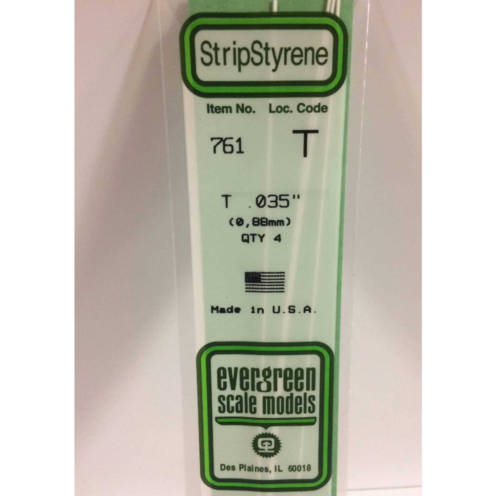 Evergreen Scale Models Evergreen 761 - .035" (.88MM) X 14" OPAQUE WHITE POLYSTYRENE T-SHAPE (4) Pack