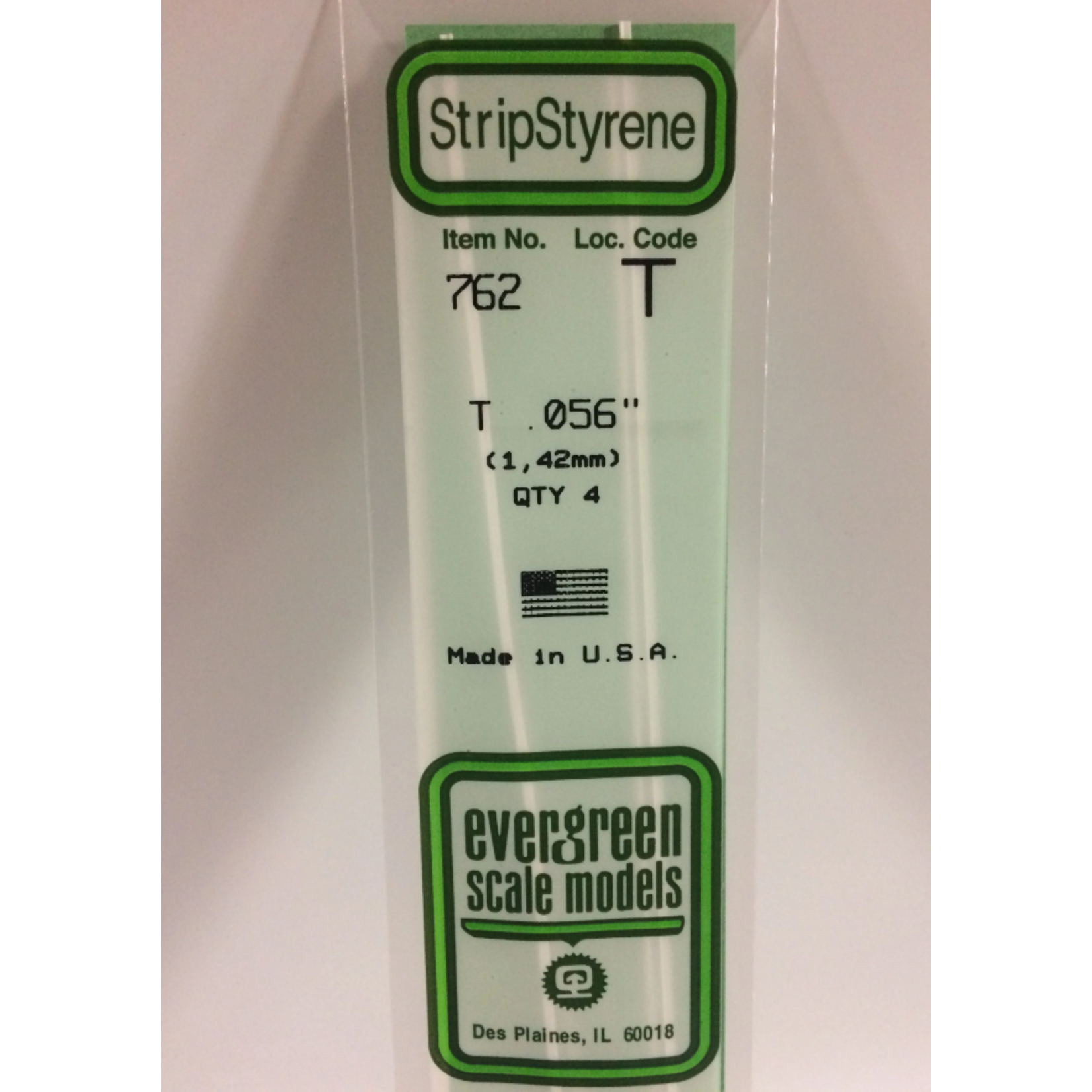 Evergreen Scale Models Evergreen 762 - .056" (1.42MM) X 14" OPAQUE WHITE POLYSTYRENE T-SHAPE (4) Pack