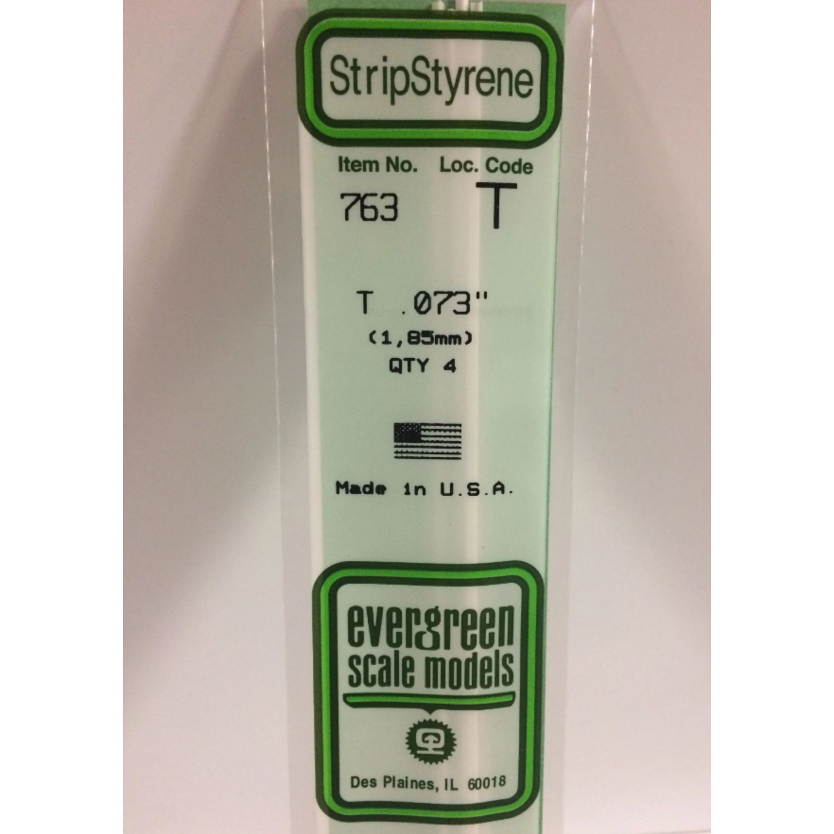 Evergreen Scale Models Evergreen 763 - .073" (1.85MM) X 14" OPAQUE WHITE POLYSTYRENE T-SHAPE (4) Pack