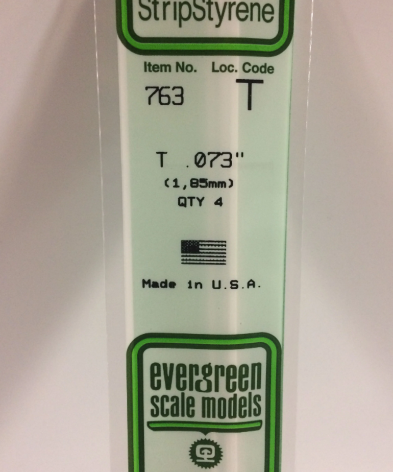 Evergreen Scale Models Evergreen 763 - .073" (1.85MM) X 14" OPAQUE WHITE POLYSTYRENE T-SHAPE (4) Pack