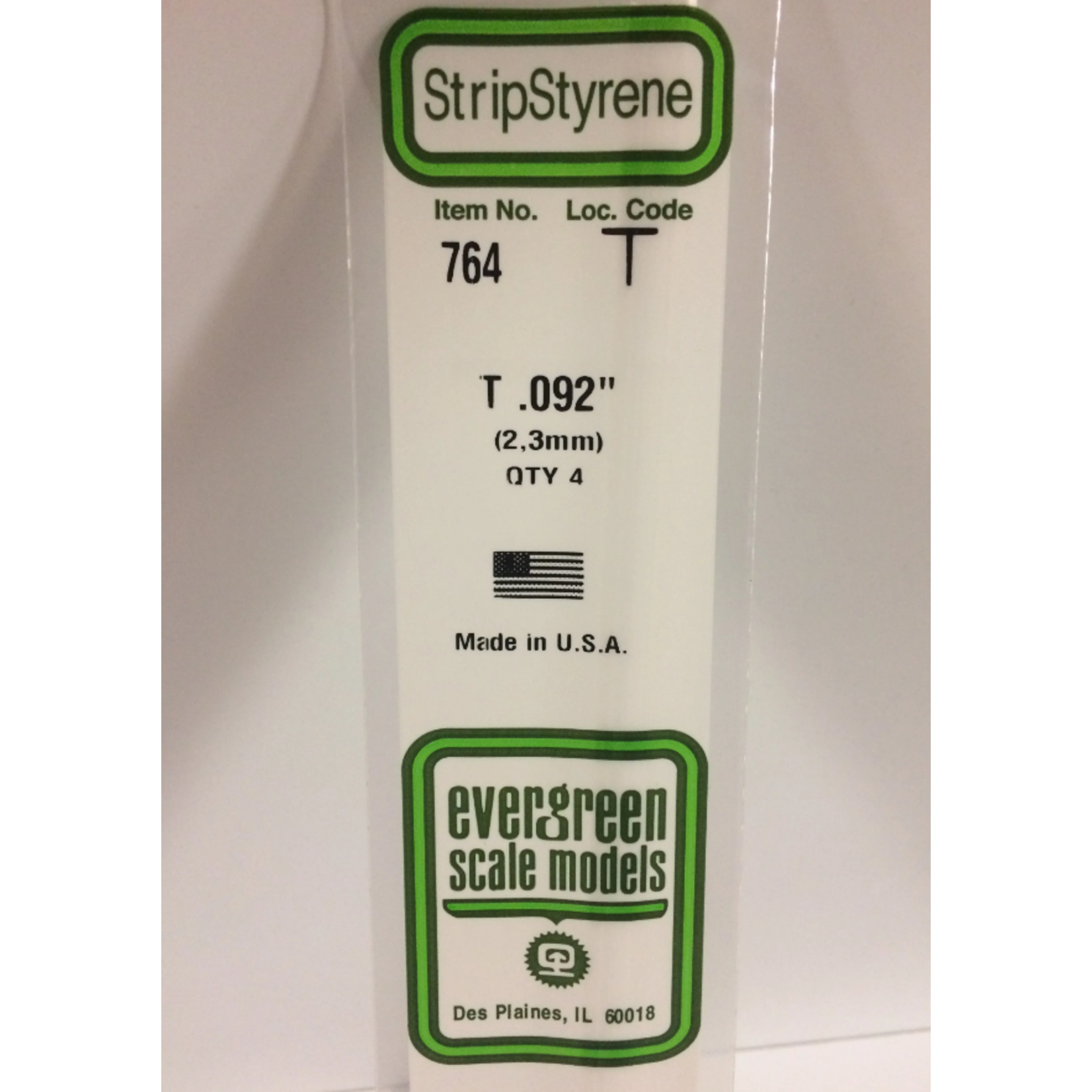 Evergreen Scale Models Evergreen 764 - .092" (2.3MM) X 14" OPAQUE WHITE POLYSTYRENE T-SHAPE (4) Pack