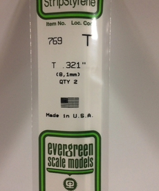 Evergreen Scale Models Evergreen 769 - .321" (8.1MM) X 14" OPAQUE WHITE POLYSTYRENE T-SHAPE (2) Pack