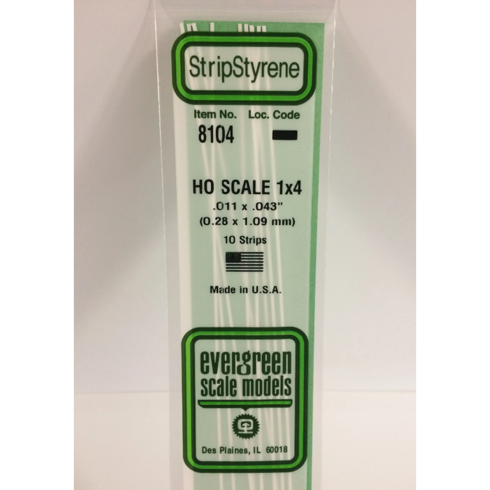 Evergreen Scale Models Evergreen 8104 - .011" X .043" X 14 OPAQUE WHITE POLYSTYRENE HO SCALE STRIPS 1X4 (10) Pack