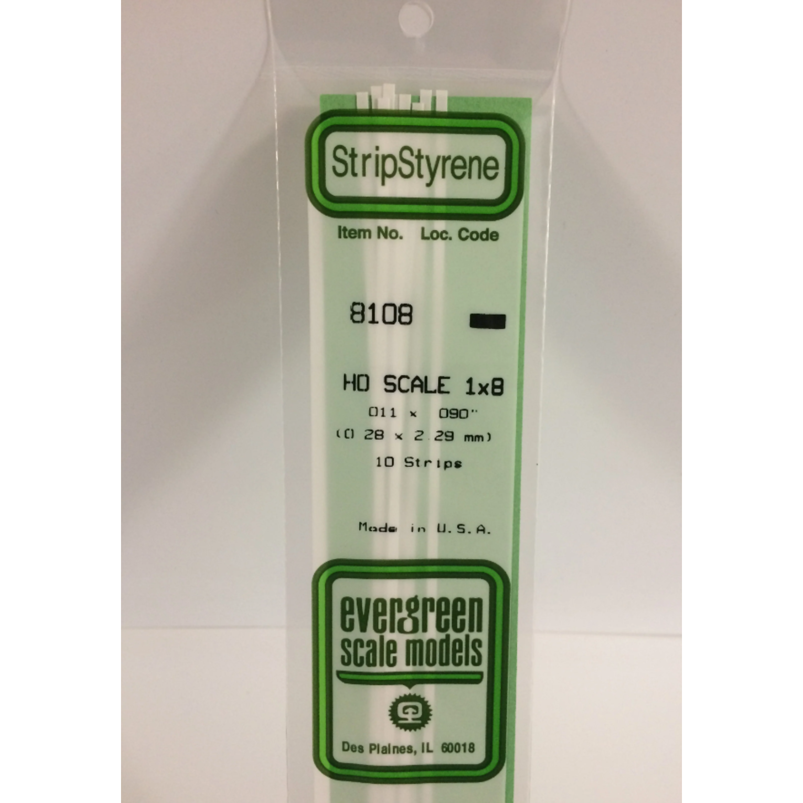 Evergreen Scale Models Evergreen 8108 - .011" X .090" X 14 OPAQUE WHITE POLYSTYRENE HO SCALE STRIPS 1X8 (10) Pack