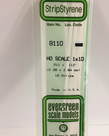 Evergreen Scale Models Evergreen 8110 - .011" X .112" X 14 OPAQUE WHITE POLYSTYRENE HO SCALE STRIPS 1X10 (10) Pack