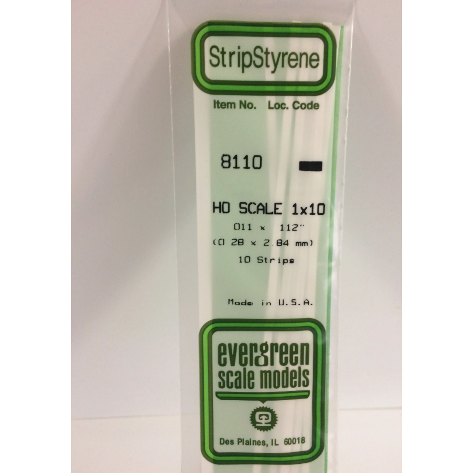 Evergreen Scale Models Evergreen 8110 - .011" X .112" X 14 OPAQUE WHITE POLYSTYRENE HO SCALE STRIPS 1X10 (10) Pack