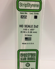 Evergreen Scale Models Evergreen 8202 - .022" X .022" / .6MM X .6MM X 14 OPAQUE WHITE POLYSTYRENE HO SCALE STRIPS 2X2 (10) Pack