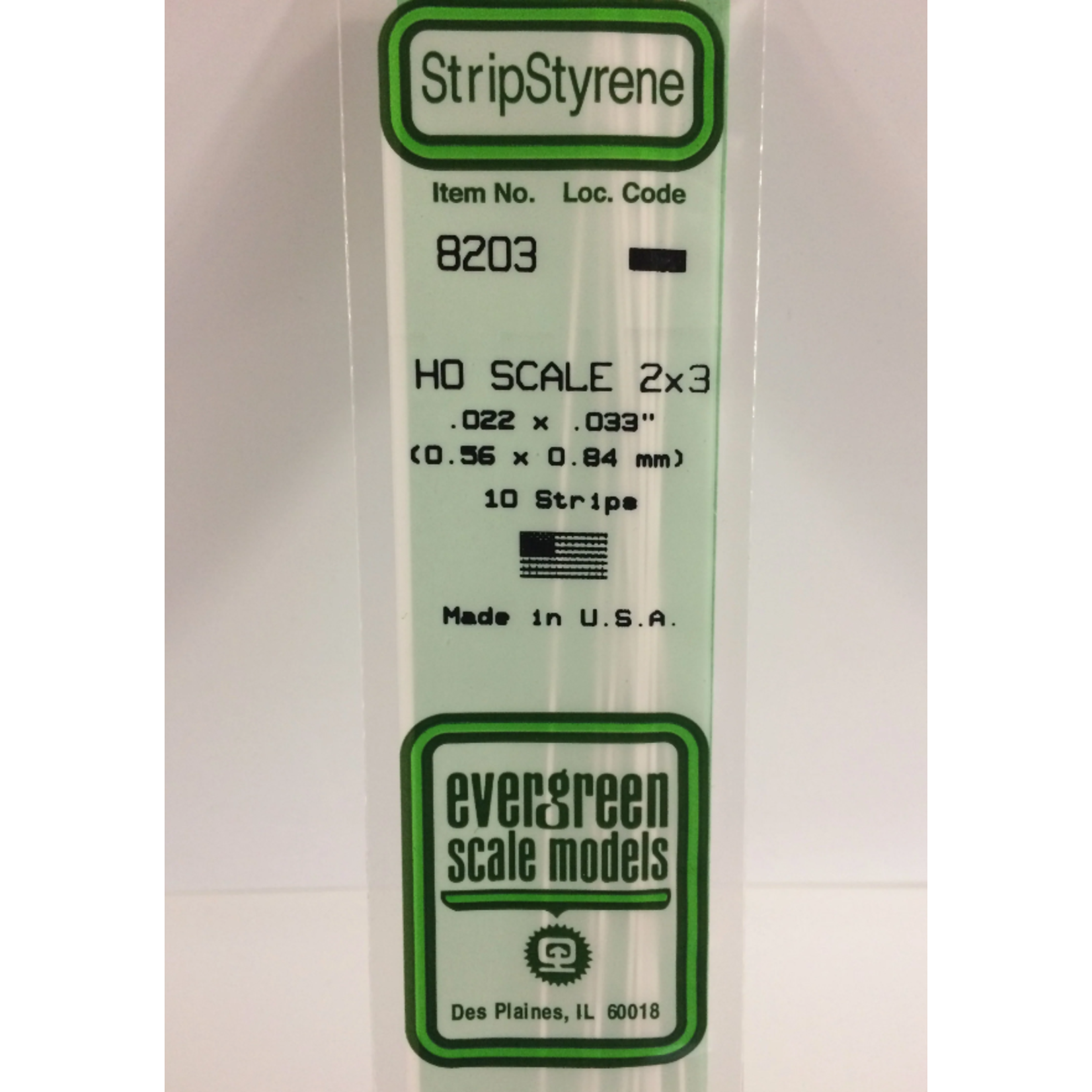 Evergreen Scale Models Evergreen 8203 - .022" X .033" / .6MM X .8MM X 14 OPAQUE WHITE POLYSTYRENE HO SCALE STRIPS 2X3 (10) Pack