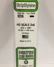 Evergreen Scale Models Evergreen 8206 - .022" X .066" / .6MM X 1.7MM X 14 OPAQUE WHITE POLYSTYRENE HO SCALE STRIPS 2X6 (10) Pack