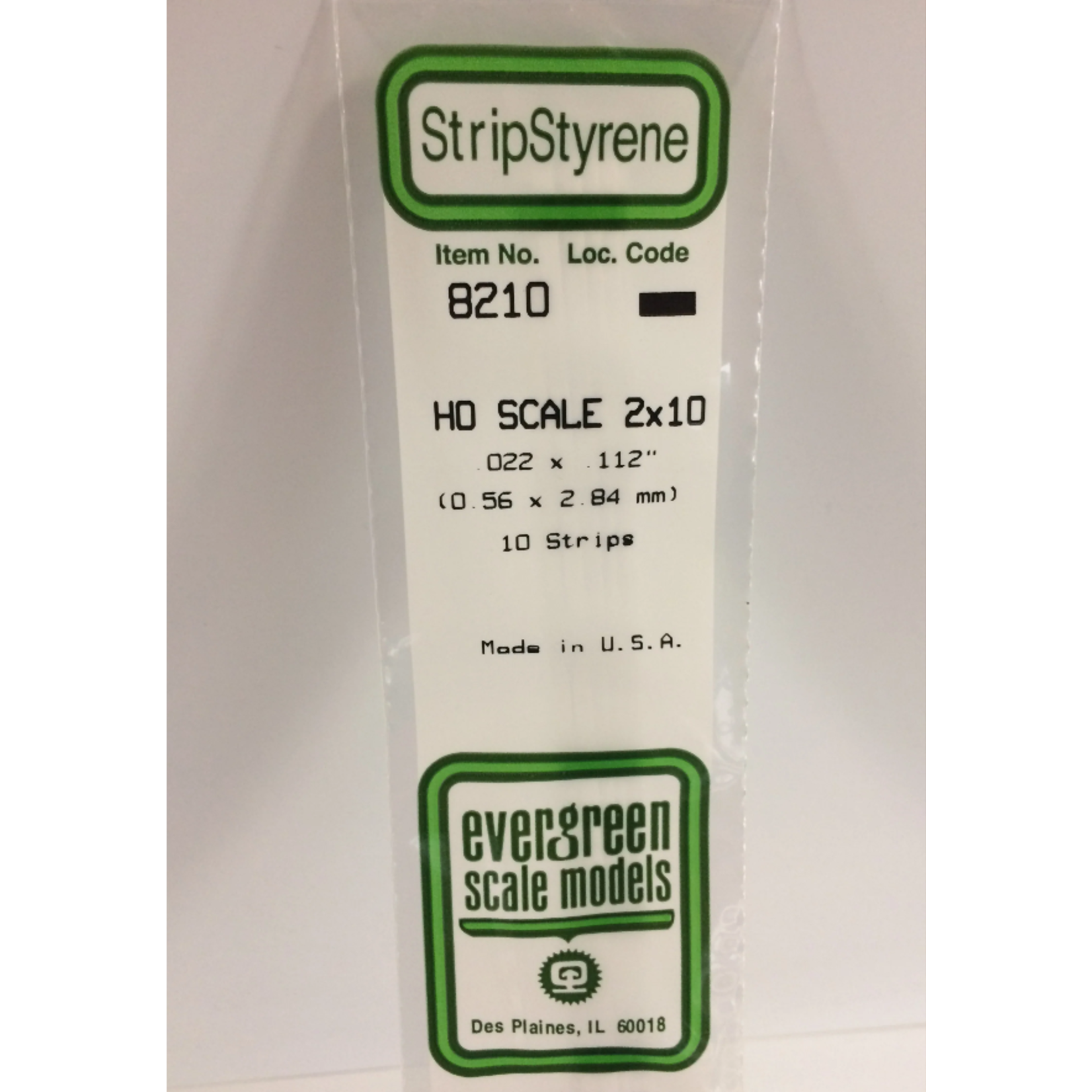 Evergreen Scale Models Evergreen 8210 - .022" X .112" / .6MM X 2.8MM X 14 OPAQUE WHITE POLYSTYRENE HO SCALE STRIPS 2X10 (10) Pack