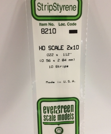 Evergreen Scale Models Evergreen 8210 - .022" X .112" / .6MM X 2.8MM X 14 OPAQUE WHITE POLYSTYRENE HO SCALE STRIPS 2X10 (10) Pack