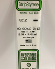 Evergreen Scale Models Evergreen 8212 - .022" X .135" / .6MM X 3.4MM X 14 OPAQUE WHITE POLYSTYRENE HO SCALE STRIPS 2X12 (10) Pack
