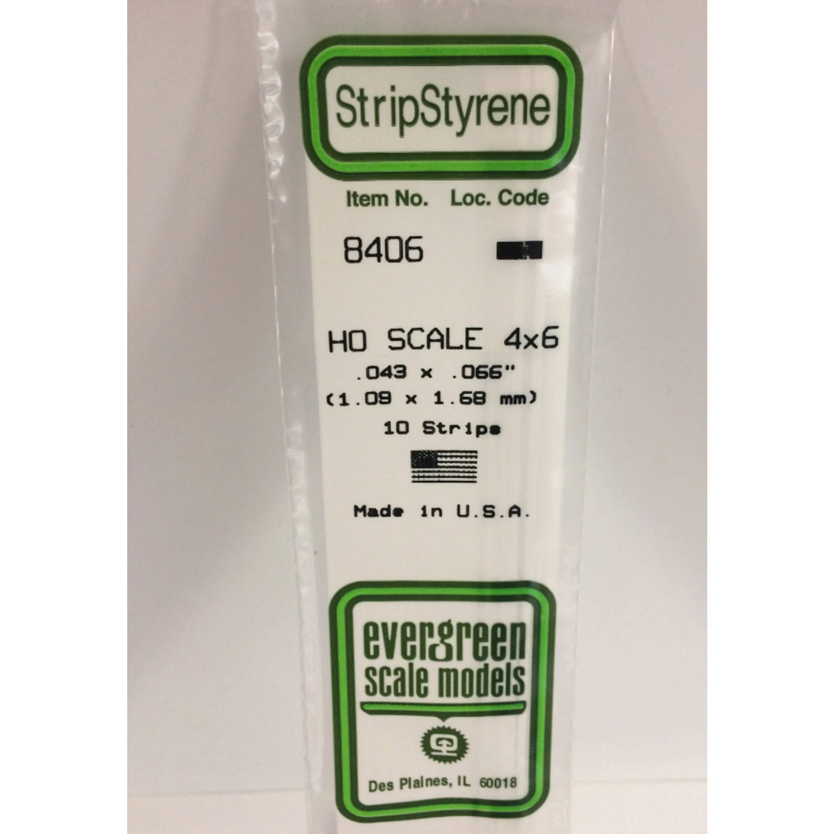 Evergreen Scale Models Evergreen 8406 - .043" X .066" / 1.1MM X 1.7MM X 14 OPAQUE WHITE POLYSTYRENE HO SCALE STRIPS 4X6 (10) Pack