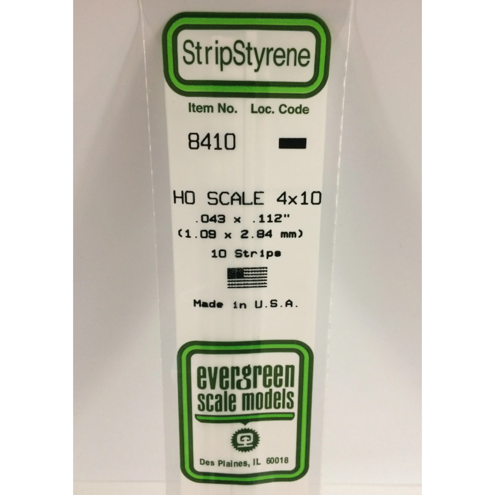 Evergreen Scale Models Evergreen 8410 - .043" X .112" / 1.1MM X 2.8MM X 14 OPAQUE WHITE POLYSTYRENE HO SCALE STRIPS 4X10 (10) Pack