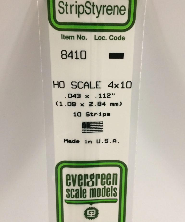 Evergreen Scale Models Evergreen 8410 - .043" X .112" / 1.1MM X 2.8MM X 14 OPAQUE WHITE POLYSTYRENE HO SCALE STRIPS 4X10 (10) Pack