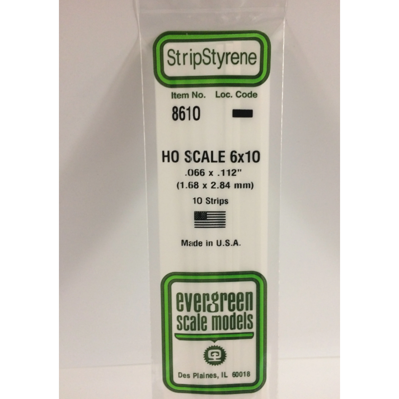 Evergreen Scale Models Evergreen 8610 - .066" X .112" / 1.7MM X 2.8MM X 14 OPAQUE WHITE POLYSTYRENE HO SCALE STRIPS 6X10 (10) Pack